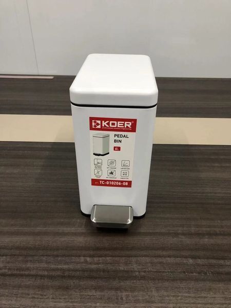 Відро для сміття з плавним закриттям прямокутне Koer TC-010206-08 6 л колір білий (KR5595)  253725 купити в Україні