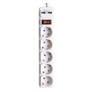 Мережевий фільтр-подовжувач з/з, 5 гнізд, 2 USB, 5м, з вимикачем, MARSO  470789 купити в Україні