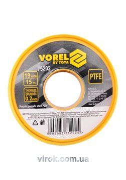 Фум-стрічка тефлонова VOREL 19 x 0.2 x 15 м  499975 купити в Україні