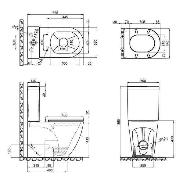 Бачок до унітазу-компакту Mixxus Premium Ellipse-0402-T1 Tank 660х390х855 зі зливною арматурою (MI8320)  259105 купити в Україні