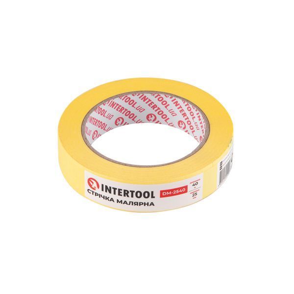 Стрічка малярна 25мм, 40м, жовта INTERTOOL  30577 купити в Україні