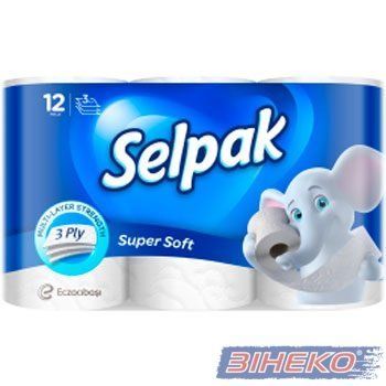 Туал. папір SELPAK максі 3шар. 12рул. 16,8м 140відр. целюлоза білий -015029, -204508  373692 купити в Україні