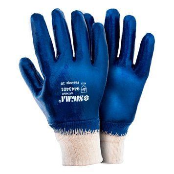 Рукавички трикотажні з нітриловим покриттям р10 (сині манжет) SIGMA (9443401)  318522 купити в Україні