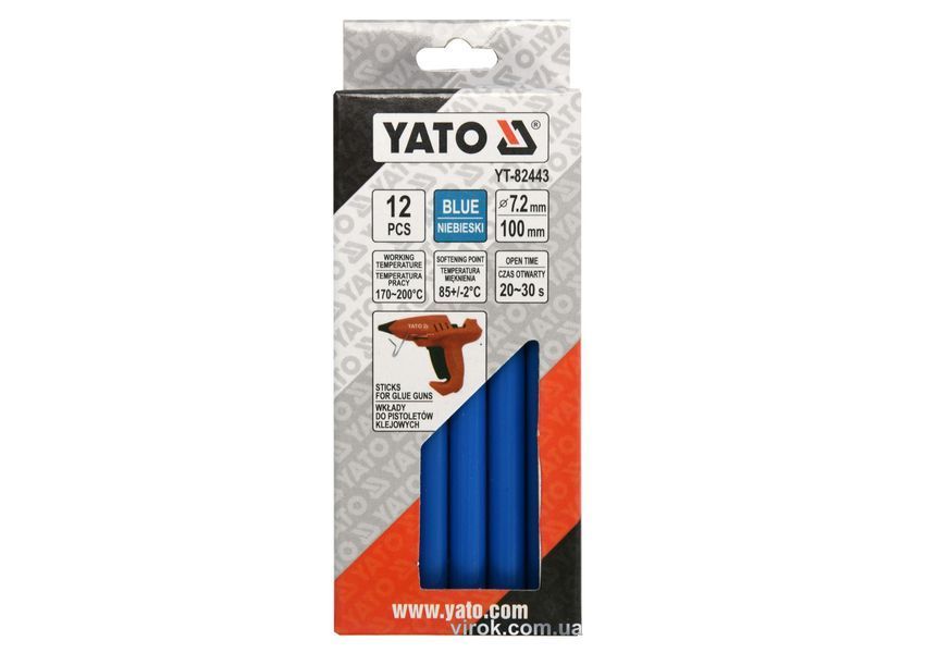 Стержні клейові сині YATO 7.2 х 100 мм 12 шт  503991 купити в Україні