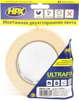 HPX Стрічка 2-ст.універс.25мм*5м біла DSU2505  34471 купити в Україні