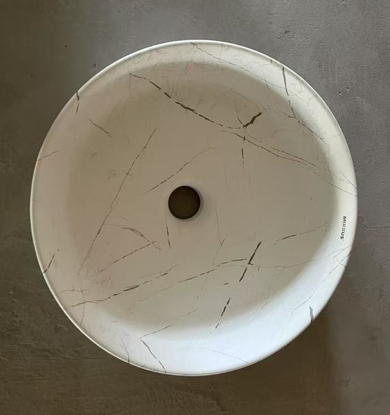 Раковина накладна Mixxus Premium WAVE-0102 MARBLE 370х370х130mm (MP6528)  257940 купити в Україні