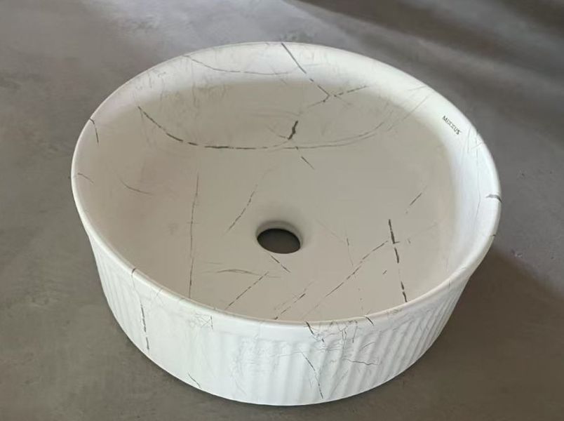 Раковина накладна Mixxus Premium WAVE-0102 MARBLE 370х370х130mm (MP6528)  257940 купити в Україні