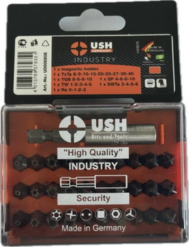 Набір насадок викруткових USH Industry : 1/4" з тримачем, Torx, HEX, Spaner, Try-wing. Torq, 31 ел  312891 купити в Україні