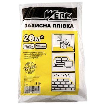 Захисна П/Е плівка Werk 37302, 4х5 м, 12 мкм, чорна  366812 купити в Україні
