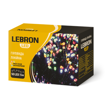 LED гірлянда LEBRON лінійна 20м, 200LED, мульти колір, IP20  316653 купити в Україні