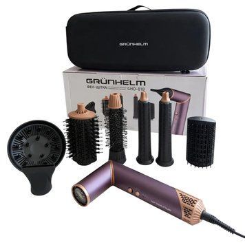 Фен-щітка для укладання волосся з комплектом насадок GHD-818 Grunhelm  530652 купити в Україні