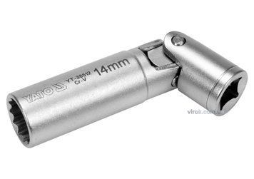 Головка торцева дванадцятигранна шарнірна для свічок YATO 3/8" М14  503336 купити в Україні